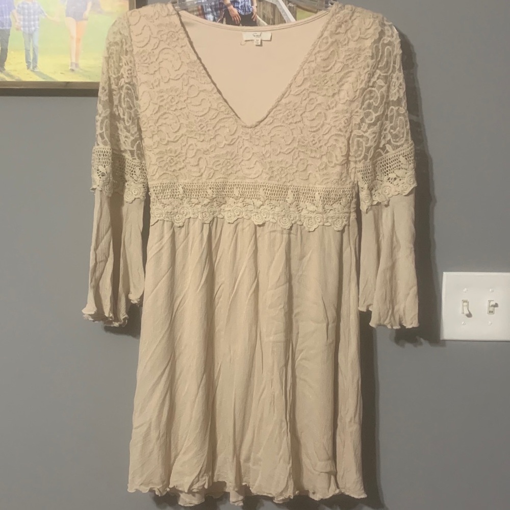 Cream Lace Mini Dress